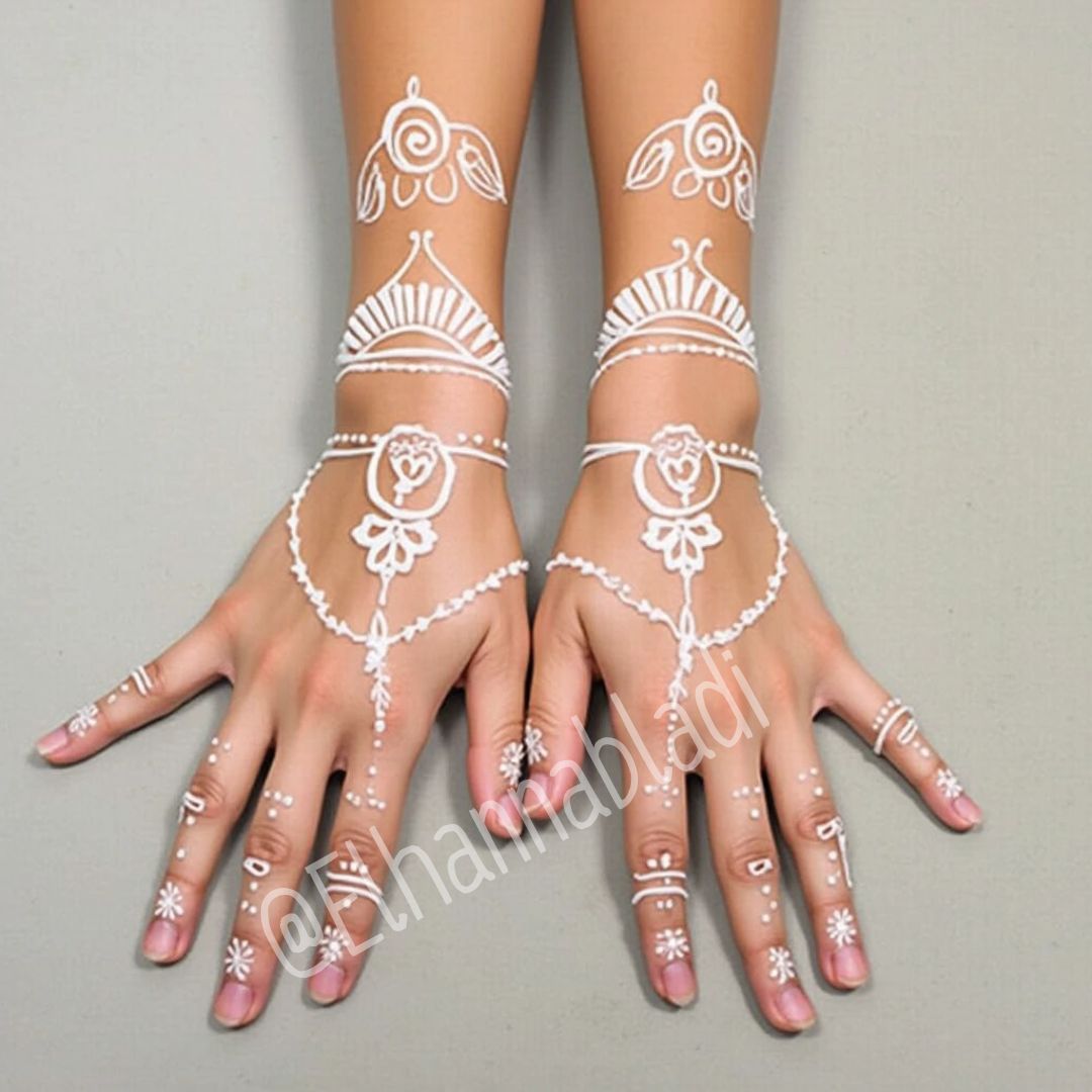 نقش حناء رمضان ابيض تصاميم عصرية رائعة