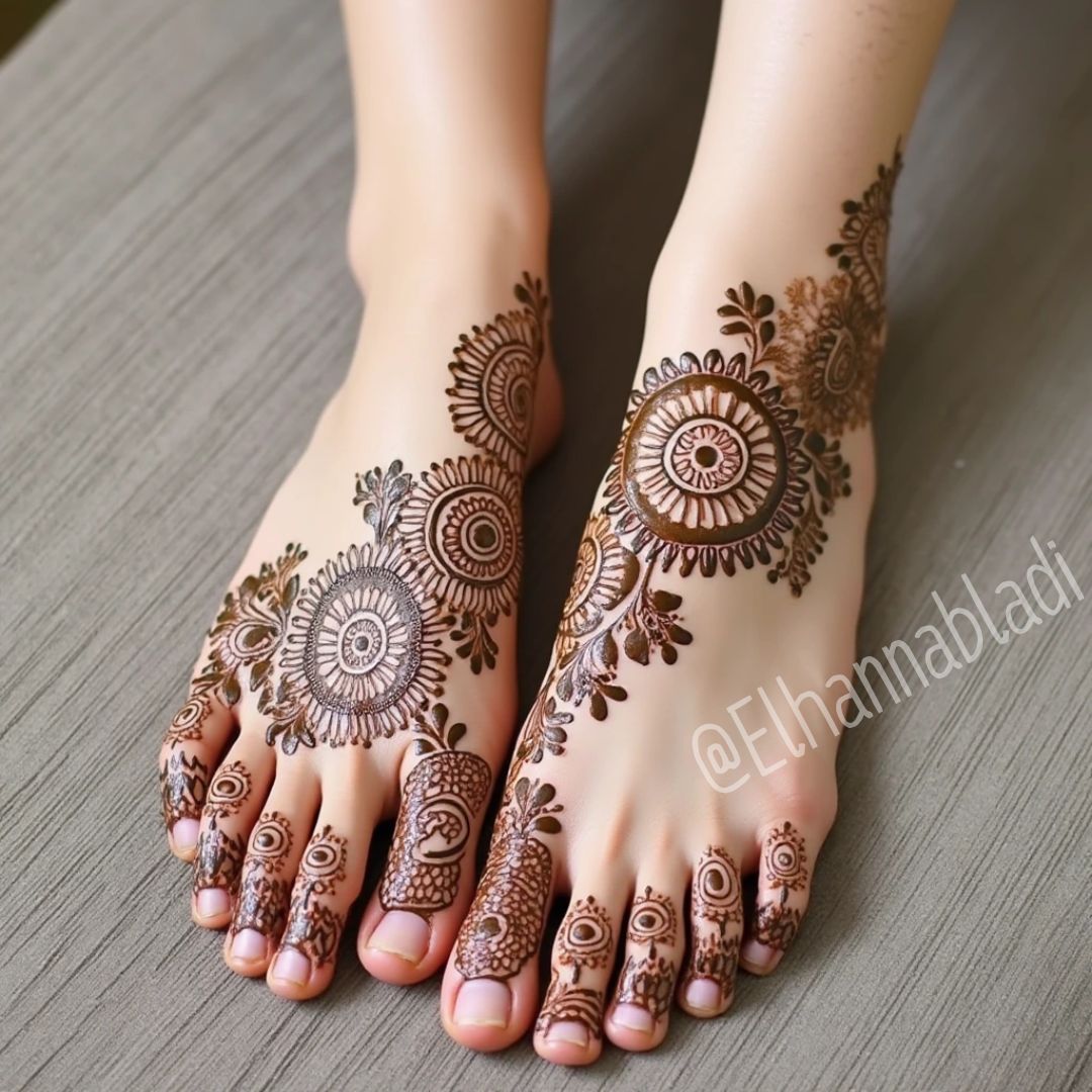 نقش حناء رمضان خليجي للقدمين تصاميم رائعة