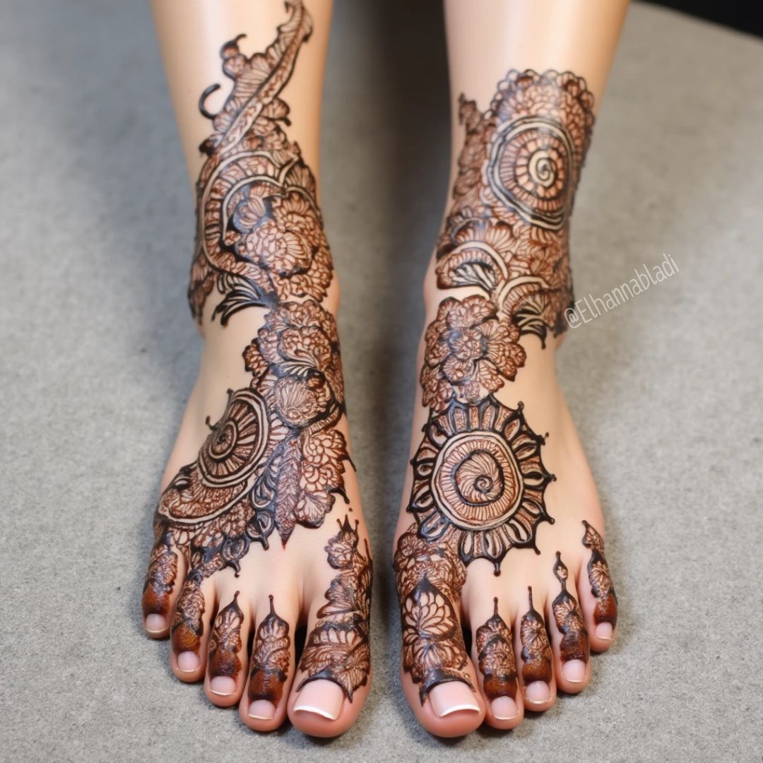 نقش حناء رمضان خليجي للقدمين تصاميم رائعة