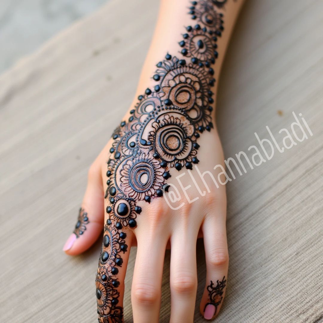 نقش حناء رمضان خليجي لليدين تصاميم رائعة