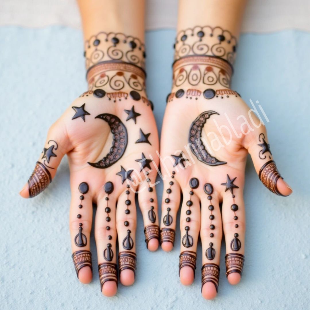 نقش حناء رمضان هلال ونجوم