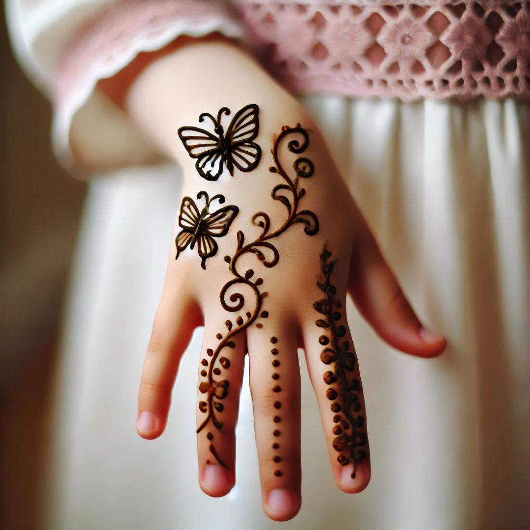 نقش حناء للاطفال نقشة الفراشة