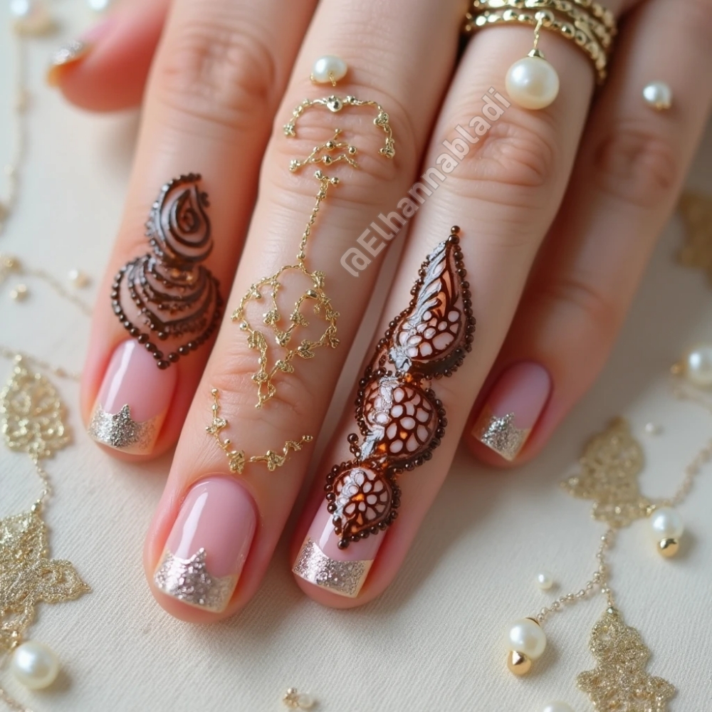 نقش حناء للعروس 2025 لنهاية الاصابع