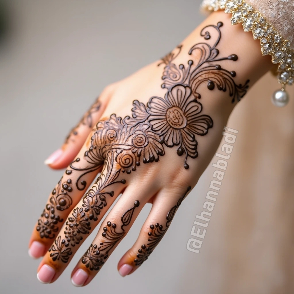 نقش حناء للعروس 2025 بالورود والازهار