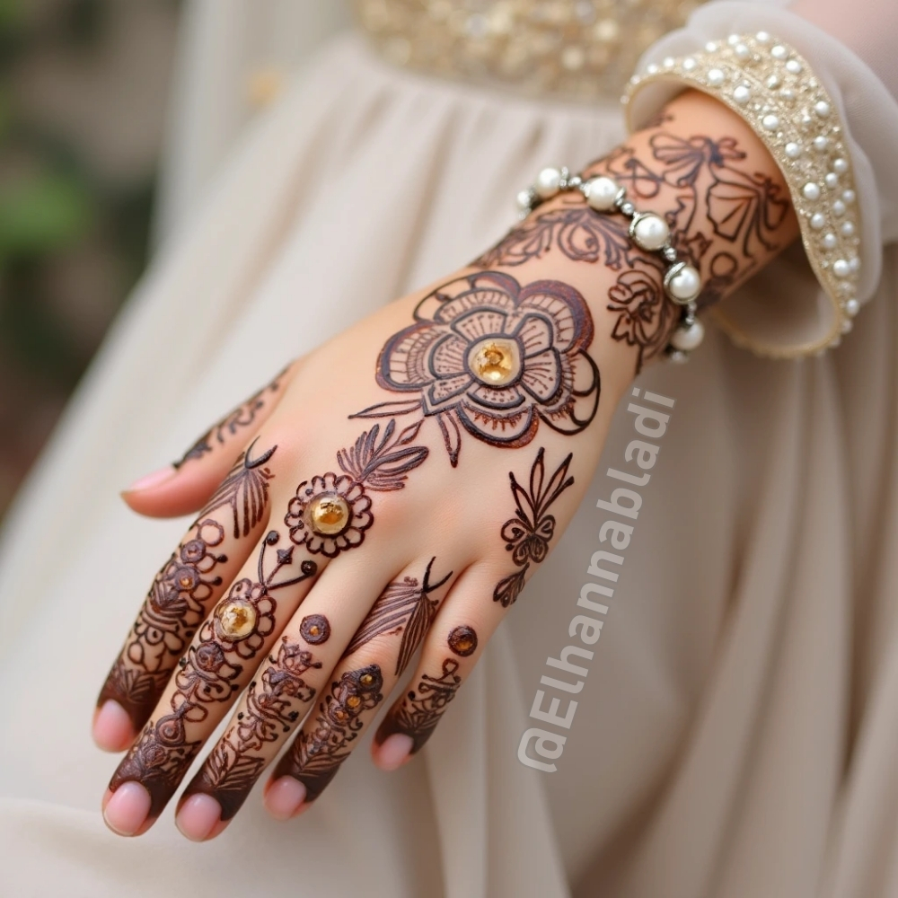نقش حناء للعروس 2025 بالورود والازهار