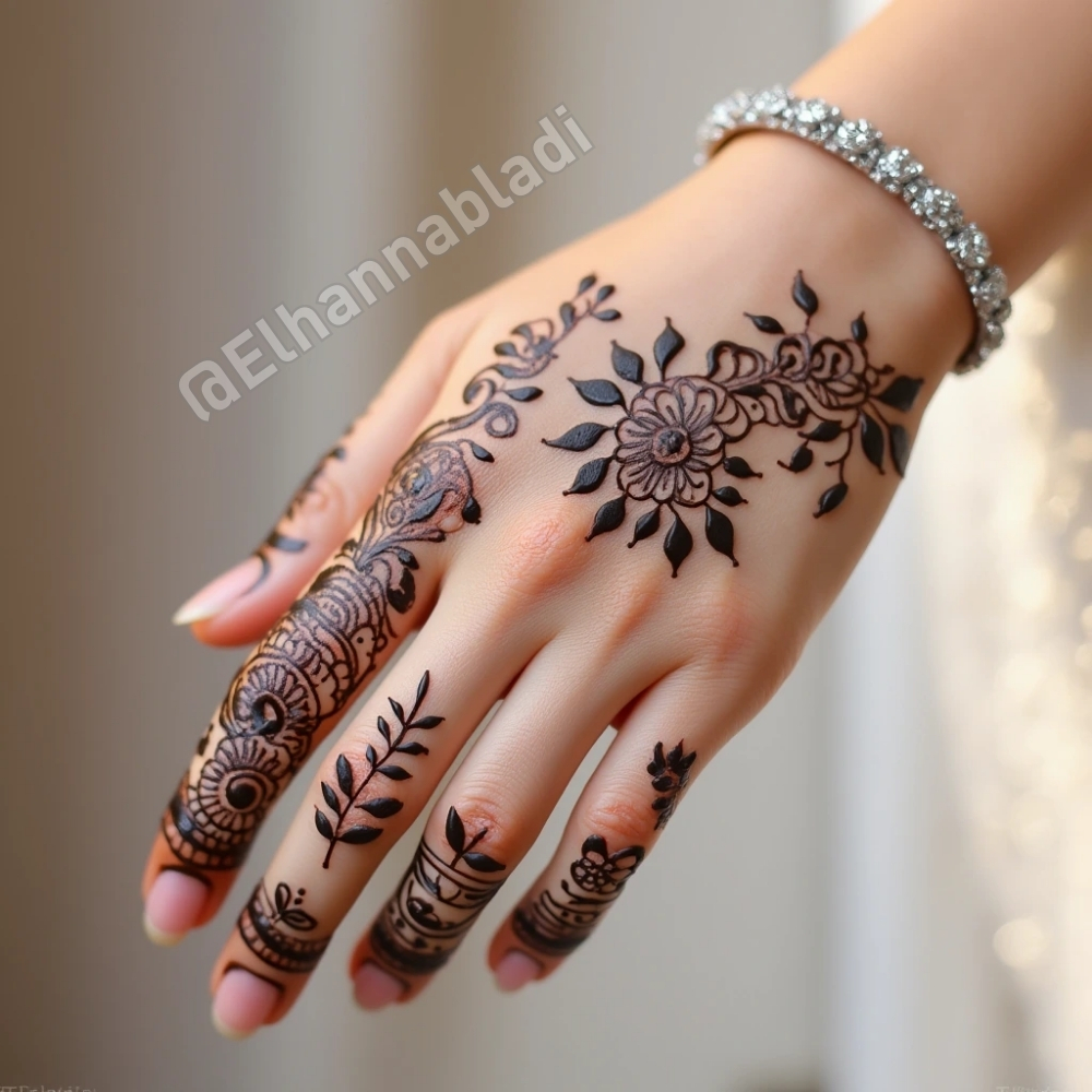 نقش حناء للعروس 2025 بالورود والازهار