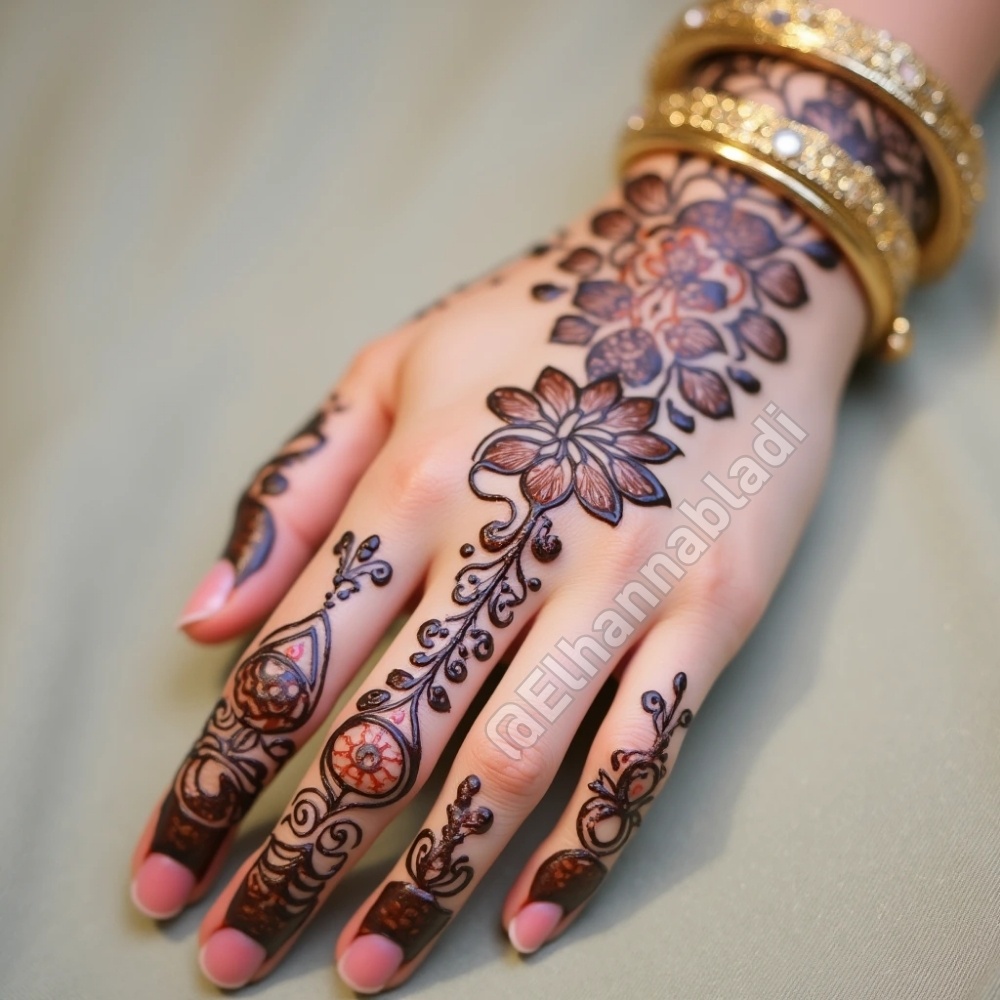 نقش حناء للعروس 2025 بالورود والازهار