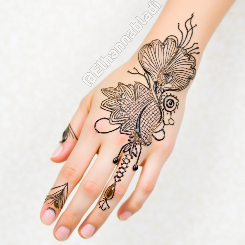 نقش حناء ناعم خليجي